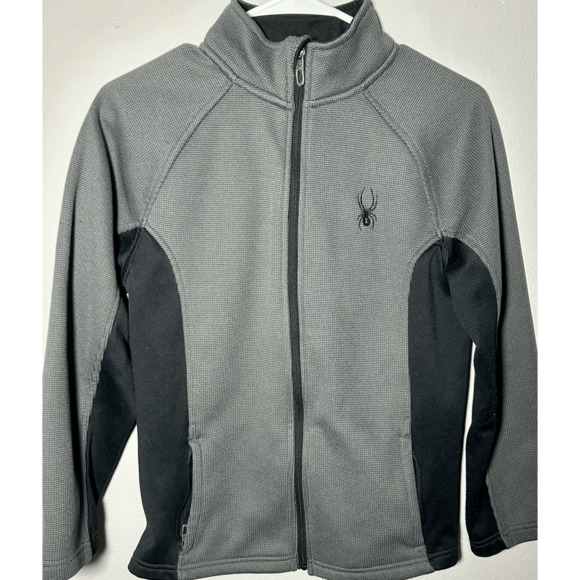 Spyder Youth Core Polar Full Zip Waffle Jacket Gray Sz L(14/16) Ski Snowboard - Picture 2 of 8